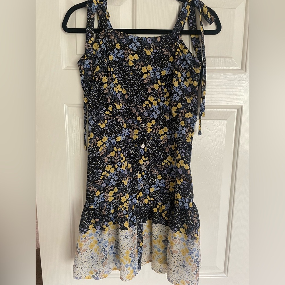 Francesca's Collections Floral Dress - Black, Yellow, Blue